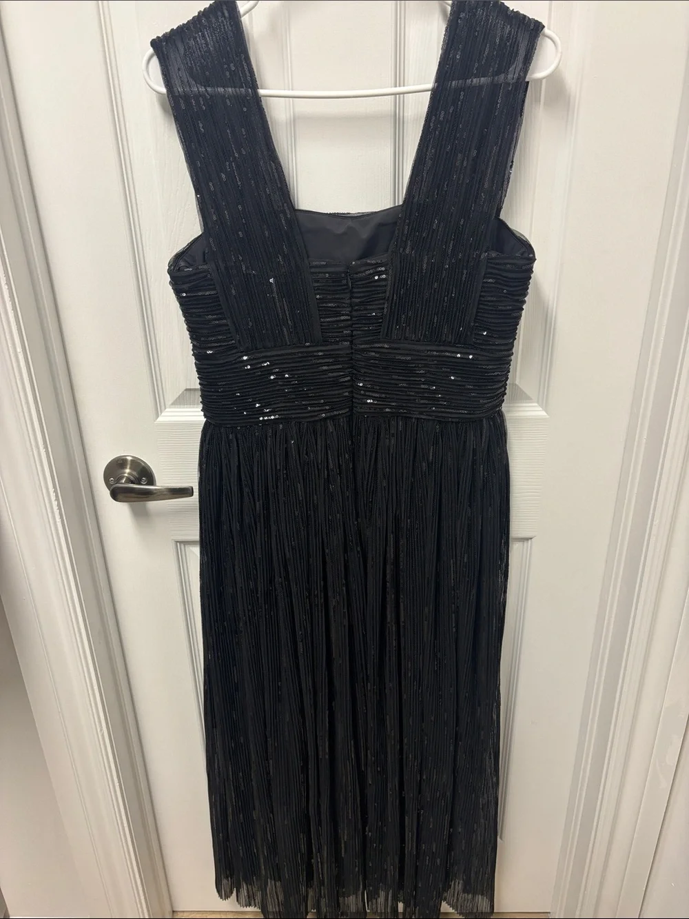 Halston Heritage Black Sequin Pleated Wedding Guest Dress - Picture 9 of 12